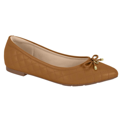 Sapatilha Modare Feminina Bico Fino Matelassê Ultra Conforto Original – Camel, 34