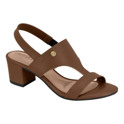 Sandália Beira Rio Feminina Salto Bloco Médio Conforto Original – Conhaque, 34