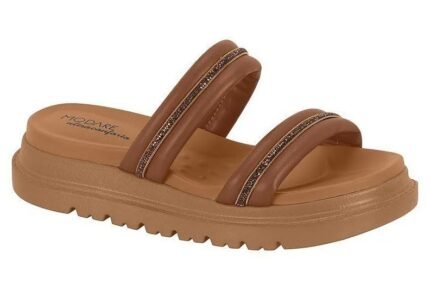 Sandália Modare Feminina Slide Plataforma Brilho Ultra Conforto Original – Avela, 34