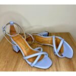 Sandália feminina Vizzano Salto Bloco Geométrico Médio Azul Bebe Tiras Promoção - Imagem 2