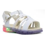 Sandália Infantil Papete Menina Rose e Branco com LED Pisca Pisca Metalizado - Imagem 8