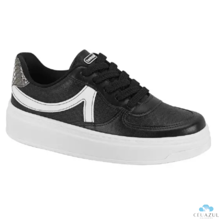 Tênis Beira Rio Feminino Casual Detalhe Glitter Conforto – Preto/Branco, 34