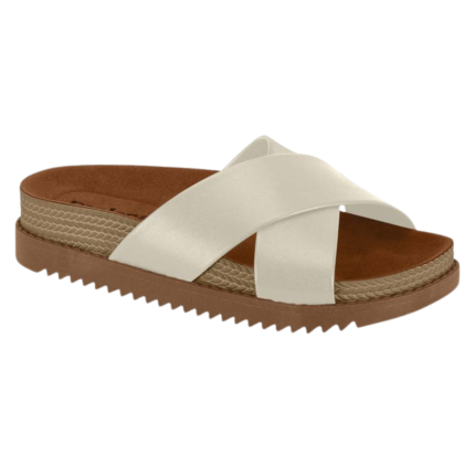Chinelo Slide Moleca Feminino Plataforma Tiras Cruzadas Conforto – Branco OFF, 34