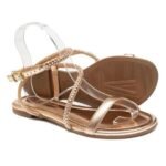 Sandália  Rasteira Feminina Vizzano  Flat Tiras Strass Metalizada Conforto - Imagem 3