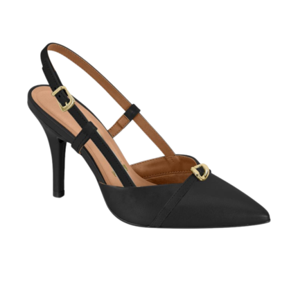 Scarpin  Feminino Vizzano Salto Fino Fivela Dourada – Preto, 34