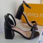 Sandália Feminina Beira Rio Salto Bloco Strass Brilho Conforto Festa Calcanhar Fechado - Imagem 7