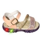 Sandalia Infantil Papete Menina Branca e Rose Brilho com LED Kids Strass Glitter Promocao - Imagem 3