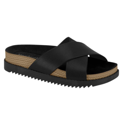 Chinelo Slide Moleca Feminino Plataforma Tiras Cruzadas Conforto – Preto, 34
