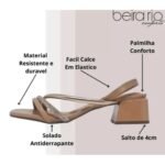 Sandália Feminina Beira Rio Salto Bloco Grosso Baixo Glitter Brilho Strass Calce Fácil - Imagem 4