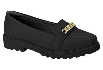 Mocassim Modare Feminino Tratorado Corrente Ultraconforto – Preto/Ouro Claro, 34