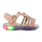 Sandália Infantil Papete Menina Rose e Branco com LED Pisca Pisca Metalizado - Imagem 4
