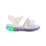 Sandalia Infantil Papete Menina Branca e Rose Brilho com LED Kids Strass Glitter Promocao - Imagem 6