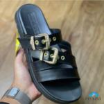 Chinelo Slide Moleca Feminino Plataforma Fivelas Douradas Conforto - Imagem 3