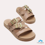 Chinelo Slide Moleca Feminino Plataforma Fivelas Douradas Conforto - Imagem 7