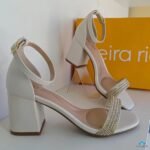 Sandália Feminina Beira Rio Salto Bloco Strass Brilho Conforto Festa Calcanhar Fechado - Imagem 5