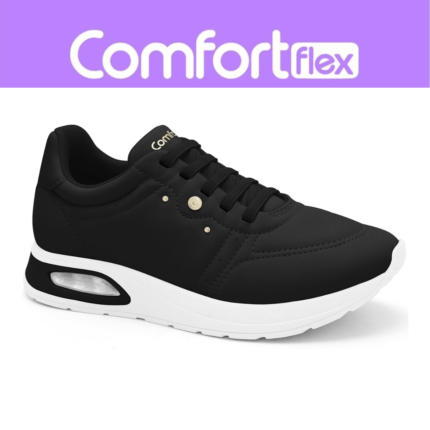 Tênis Feminino Comfortflex Casual Amortecedor Conforto Original Dia a Dia – Preto, 34