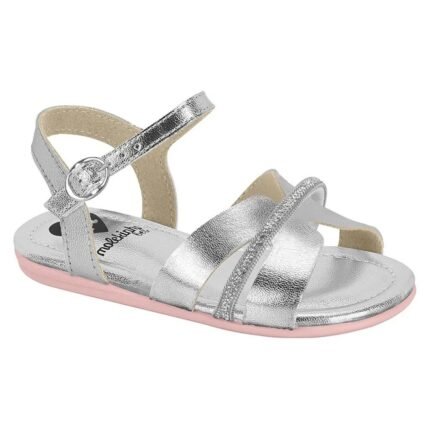 Sandália Molekinha Infantil Menina Brilho Glitter Conforto Original – Prata Branco, 17