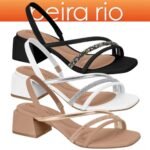 Sandália Feminina Beira Rio Salto Bloco Grosso Baixo Glitter Brilho Strass Calce Fácil