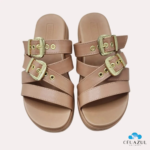 Chinelo Slide Moleca Feminino Plataforma Fivelas Douradas Conforto - Imagem 6