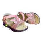 Sandalia Infantil Papete Menina Rosa e Branco com LED Pisca Pisca Borboleta - Imagem 4
