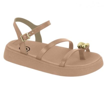 Sandália Molekinha Infantil Menina Confortável Coração Dourado – Nude, 26