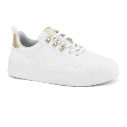 Tênis Ramarim Feminino Casual Plataforma Ilhós Metalizado Conforto – Branco, 34