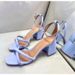 Sandália feminina Vizzano Salto Bloco Geométrico Médio Azul Bebe Tiras Promoção - Imagem 3