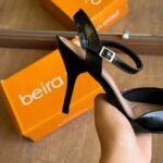 Sapato Beira Rio Feminino Salto Alto Fino Bico Laço Conforto Original - Imagem 3
