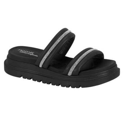 Sandália Modare Feminina Slide Plataforma Brilho Ultra Conforto Original – Preto, 34
