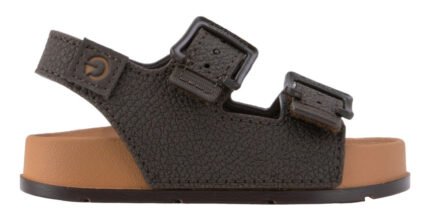 Sandália Masculina Cartago Infantil Milão II Slide Tiras Fivela Casual Conforto – BEGE MARROM, 17/18