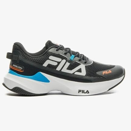 Tênis Fila Recovery Masculino Esportivo Original – Preto/Azul/Laranja, 37