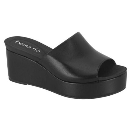 Sandália Beira Rio Feminina Tamanco Anabela Plataforma Conforto – Preto 01, 34
