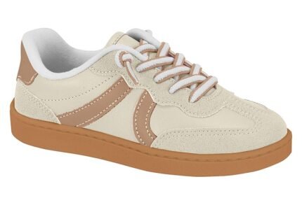 Tênis Molekinha Infantil Menina Casual Retrô Marrom Conforto Original – Branco OFF Dourado Nude, 26