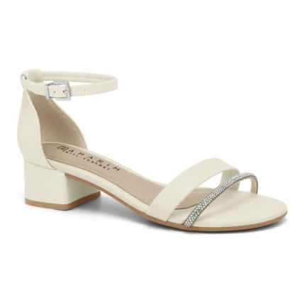 Sandália Ramarim Feminina Salto Bloco Strass Conforto Original – White, 34
