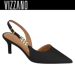 Scarpin Vizzano Feminino Slingback Bico Fino Salto Corrente Original - Imagem 2