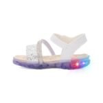 Sandalia Infantil Papete Menina Branca e Rose Brilho com LED Kids Strass Glitter Promocao - Imagem 5