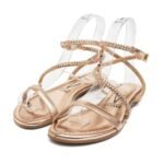 Sandália  Rasteira Feminina Vizzano  Flat Tiras Strass Metalizada Conforto - Imagem 4