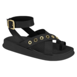 Sandália Moleca Feminina Flatform Ilhoses Metalizada Conforto Original
