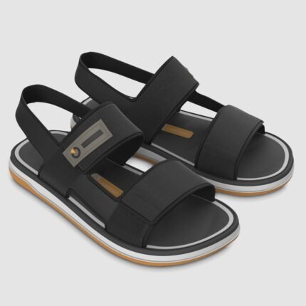 Sandália Cartago Malaga Sport Masculina Tiras Ajustáveis Velcro Conforto Original – Cinza Preto Amarelo, 37/38