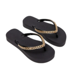 Chinelo Feminino Petite Jolie Plataforma Tira Corrente Metalizada Fresh Up PJ7592 - Imagem 7