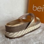 Chinelo Tamanco Feminino Beira Rio Plataforma Metalizada Conforto - Imagem 4