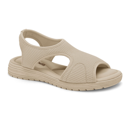 Sandália Comfortflex Calce Fácil Elástico Ortopédica Conforto Macia – Almond, 34