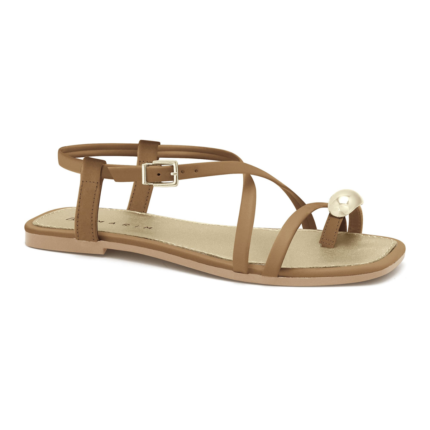 Rasteira Ramarim Feminina Dedo Detalhe Dourado – Camel, 34