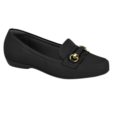 Mocassim Modare Feminino Ultraconforto Detalhe Dourado Original – Preto, 34