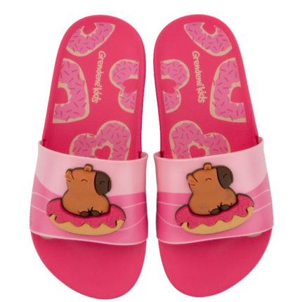 Chinelo Slide Infantil Grendene Capivara Capi – Rosa, 17/18