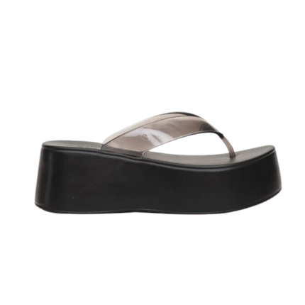 Tamanco Petite Jolie Feminina Plataforma Tira Translúcida Verão Estilo Original – Preto, 33/34