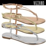 Rasteirinha Vizzano Feminina  Metalizada Tiras Finas Conforto