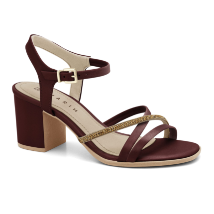 Sandália Ramarim Feminina Salto Bloco Strass Conforto Original – Malbec, 34