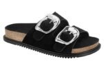Chinelo Papete Beira Rio Feminino Slide Duas Fivelas Metalizadas Camurça - Imagem 10