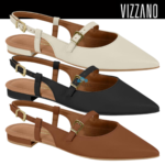 Sapato Feminino Vizzano Slingback Bico Fino Rasteiro Tira Conforto - Imagem 4
